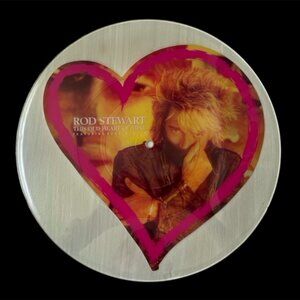 Rod Stewart Picture Disc Vinyl Record, Heart Shape with Photo of Rod, 1989 rare